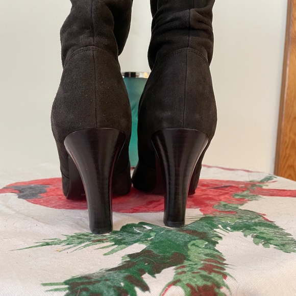 New Nine West size 8 brown suede slouchy heeled boots - Picture 4 of 7